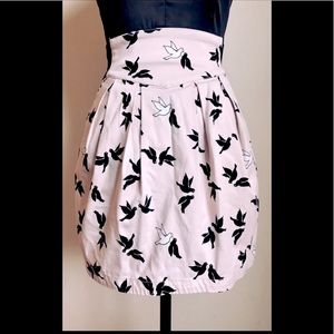 Light Pink Mini Skirt w/ B&W Dove Bird Design, 4